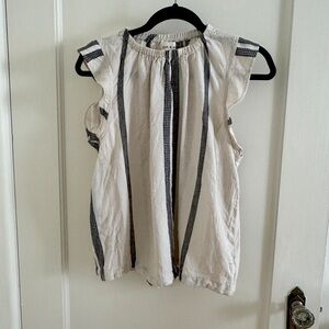 Cloth & Stone Anthropologie Rayon Linen Blend Top Small Ivory/Black